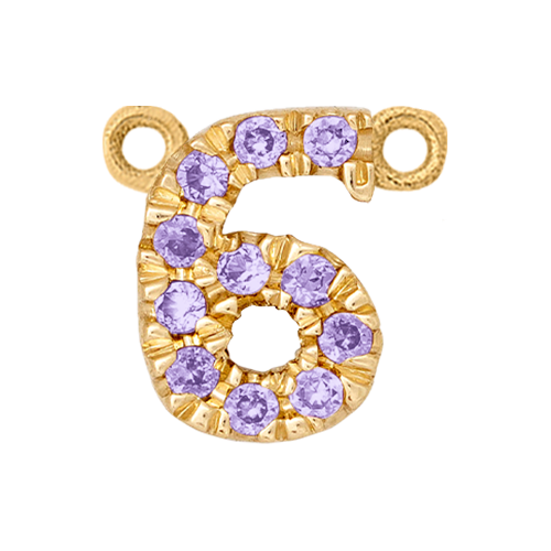 Lilac Sapphire + 14k Yellow Gold Number Charm