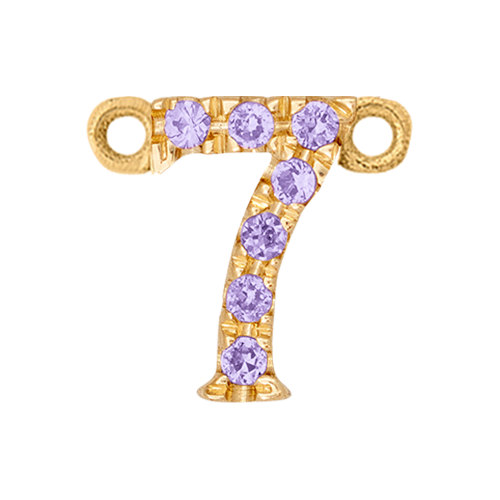Lilac Sapphire + 14k Yellow Gold Number Charm