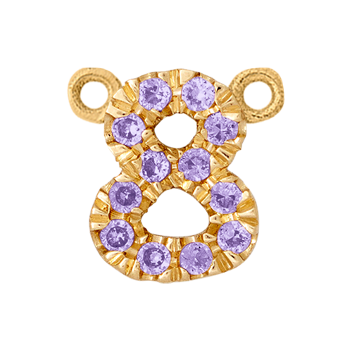 Lilac Sapphire + 14k Yellow Gold Number Charm