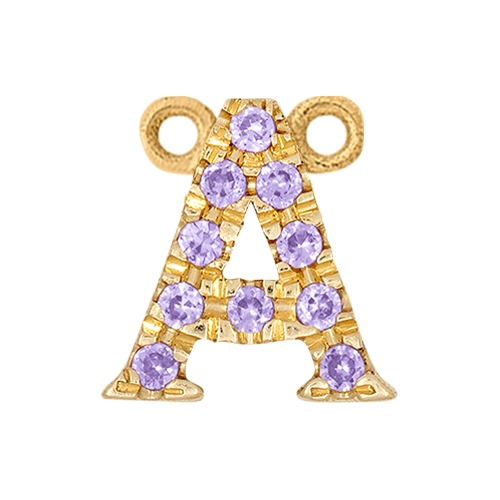 Lilac Sapphire + 14k Yellow Gold Letter Charm