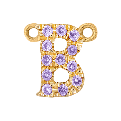 Lilac Sapphire + 14k Yellow Gold Letter Charm