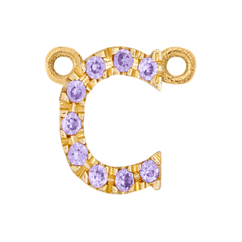 Lilac Sapphire + 14k Yellow Gold Letter Charm