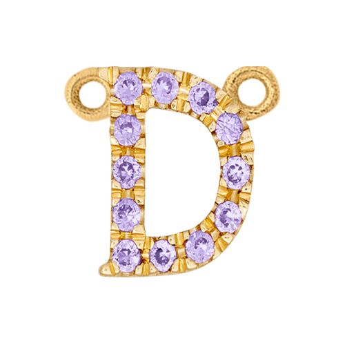 Lilac Sapphire + 14k Yellow Gold Letter Charm