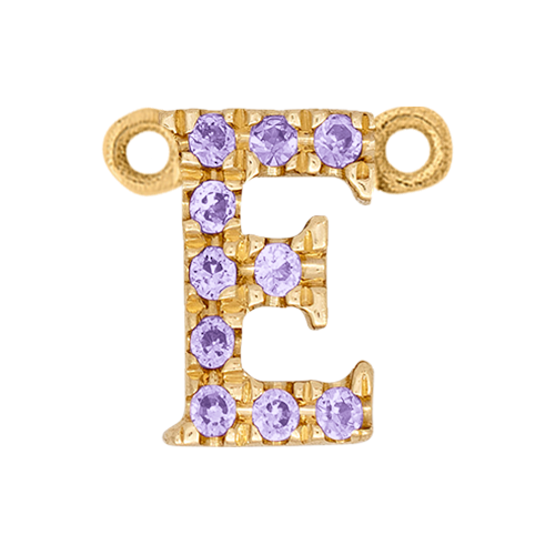 Lilac Sapphire + 14k Yellow Gold Letter Charm
