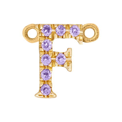 Lilac Sapphire + 14k Yellow Gold Letter Charm