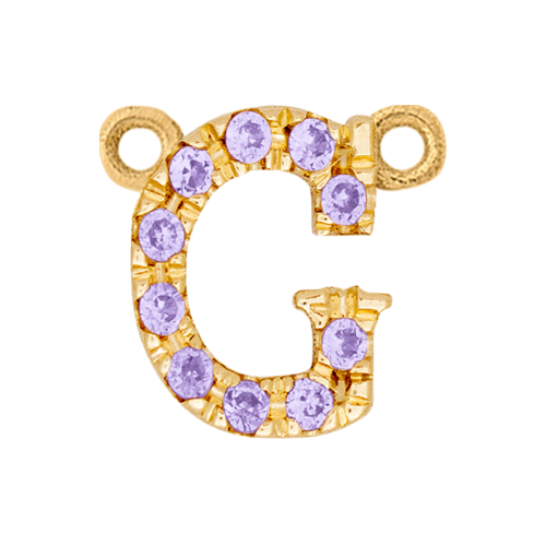Lilac Sapphire + 14k Yellow Gold Letter Charm