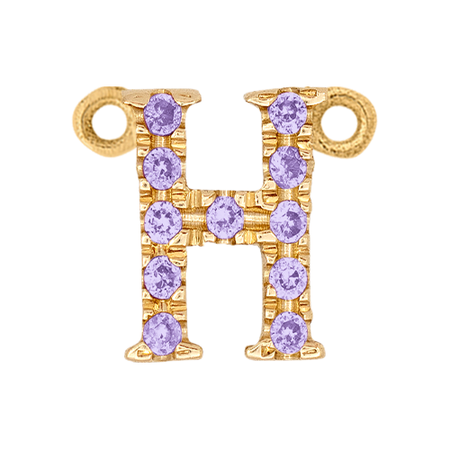 Lilac Sapphire + 14k Yellow Gold Letter Charm