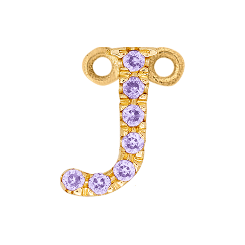 Lilac Sapphire + 14k Yellow Gold Letter Charm