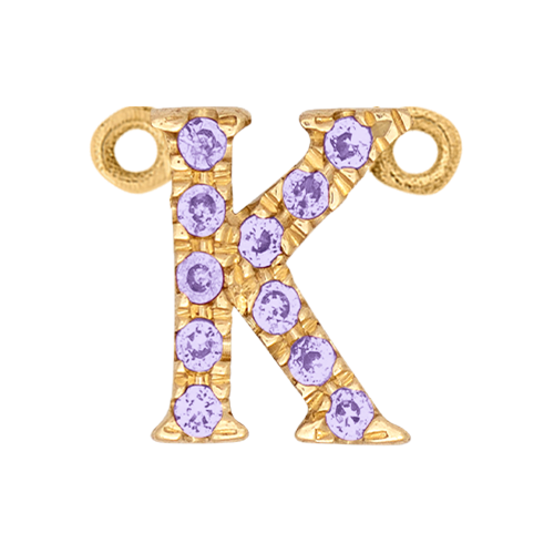 Lilac Sapphire + 14k Yellow Gold Letter Charm