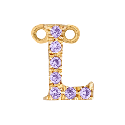 Lilac Sapphire + 14k Yellow Gold Letter Charm