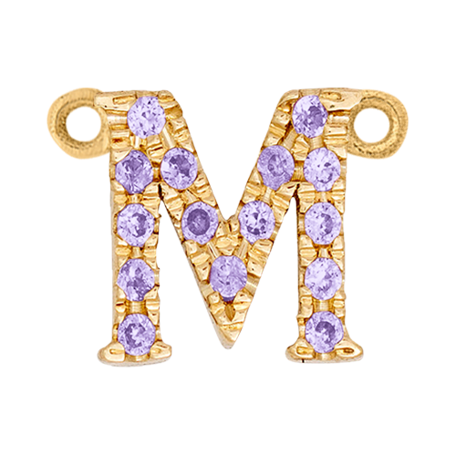 Lilac Sapphire + 14k Yellow Gold Letter Charm