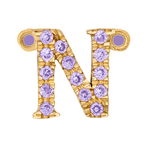 Lilac Sapphire + 14k Yellow Gold Letter Charm