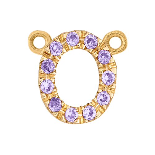 Lilac Sapphire + 14k Yellow Gold Letter Charm