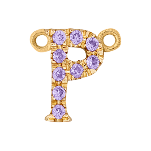 Lilac Sapphire + 14k Yellow Gold Letter Charm