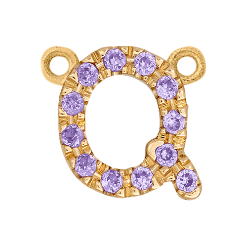 Lilac Sapphire + 14k Yellow Gold Letter Charm