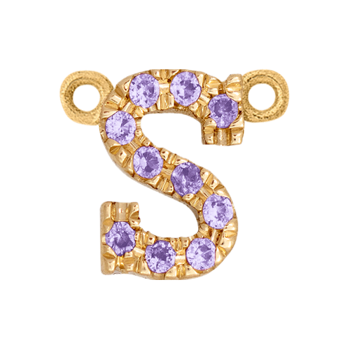 Lilac Sapphire + 14k Yellow Gold Letter Charm