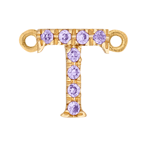 Lilac Sapphire + 14k Yellow Gold Letter Charm