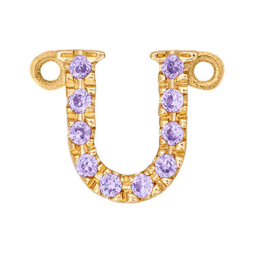 Lilac Sapphire + 14k Yellow Gold Letter Charm