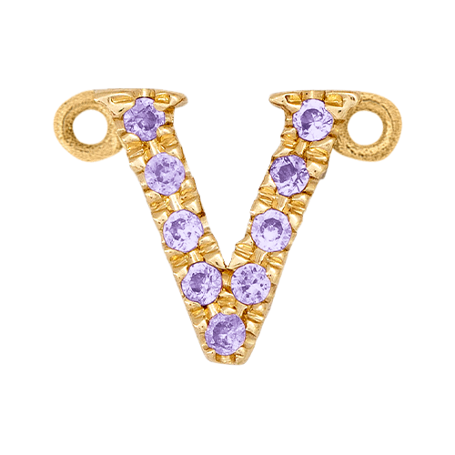 Lilac Sapphire + 14k Yellow Gold Letter Charm