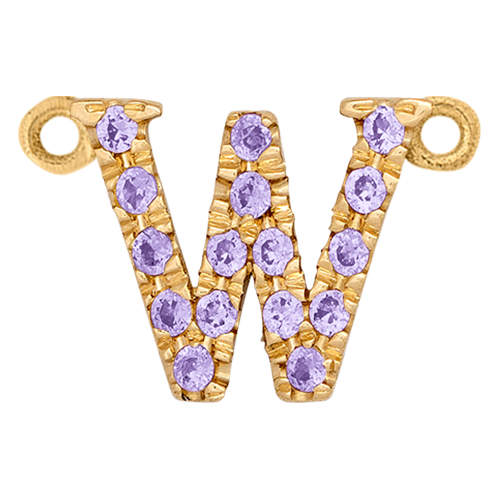 Lilac Sapphire + 14k Yellow Gold Letter Charm