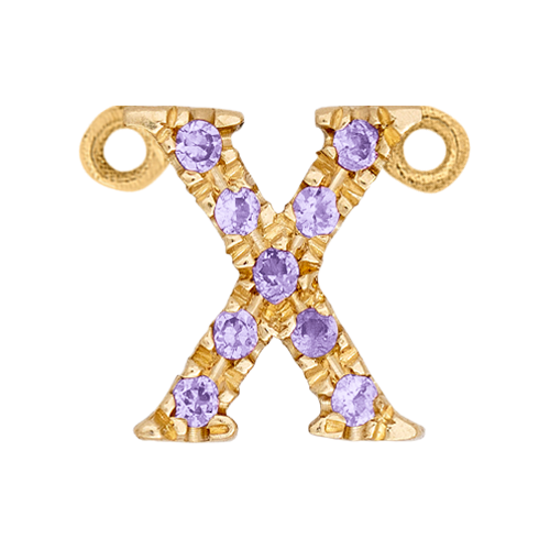 Lilac Sapphire + 14k Yellow Gold Letter Charm