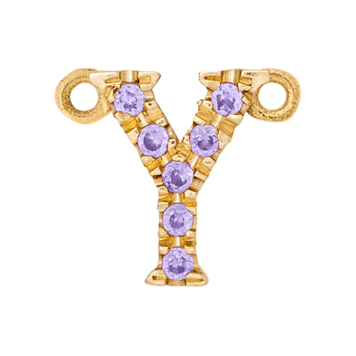 Lilac Sapphire + 14k Yellow Gold Letter Charm