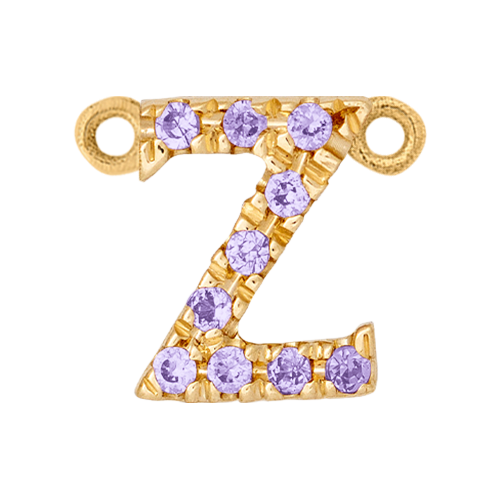 Lilac Sapphire + 14k Yellow Gold Letter Charm