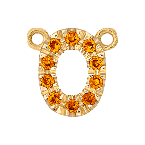 Orange Sapphire + 14k Yellow Gold Number Charm