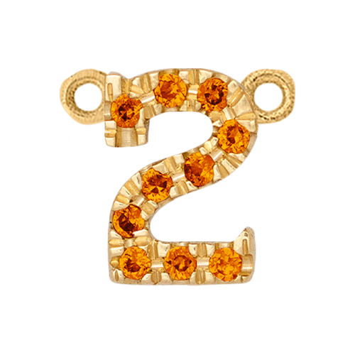 Orange Sapphire + 14k Yellow Gold Number Charm