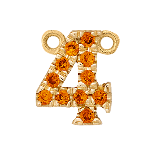 Orange Sapphire + 14k Yellow Gold Number Charm