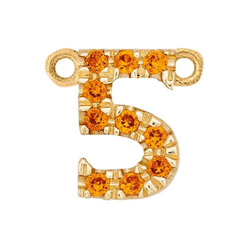 Orange Sapphire + 14k Yellow Gold Number Charm
