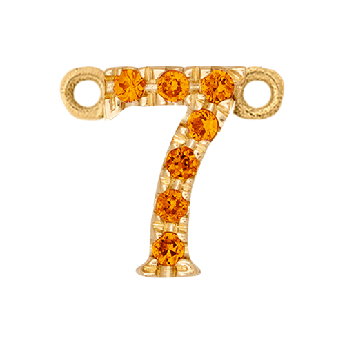 Orange Sapphire + 14k Yellow Gold Number Charm