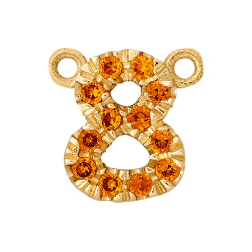 Orange Sapphire + 14k Yellow Gold Number Charm