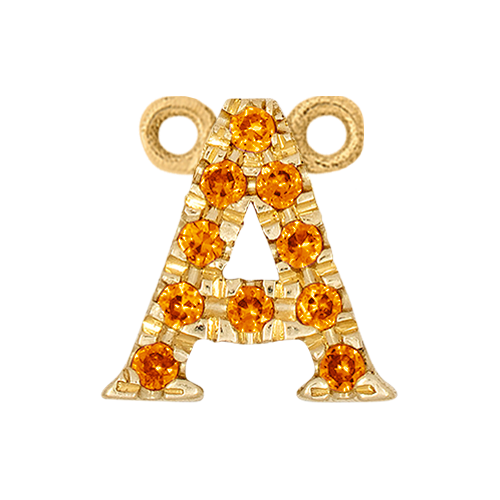 Orange Sapphire + 14k Yellow Gold Letter Charm