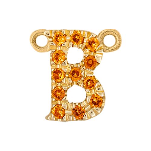 Orange Sapphire + 14k Yellow Gold Letter Charm