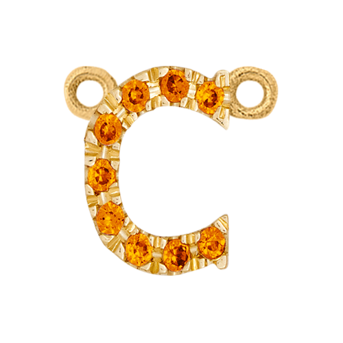 Orange Sapphire + 14k Yellow Gold Letter Charm