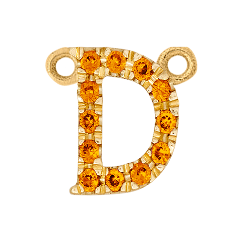 Orange Sapphire + 14k Yellow Gold Letter Charm