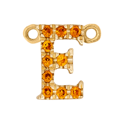 Orange Sapphire + 14k Yellow Gold Letter Charm