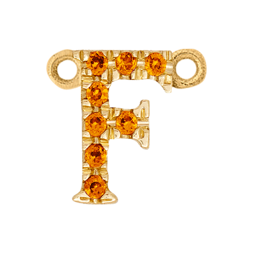 Orange Sapphire + 14k Yellow Gold Letter Charm