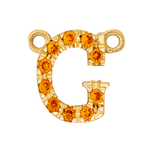 Orange Sapphire + 14k Yellow Gold Letter Charm