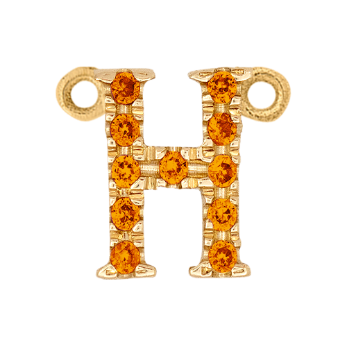 Orange Sapphire + 14k Yellow Gold Letter Charm