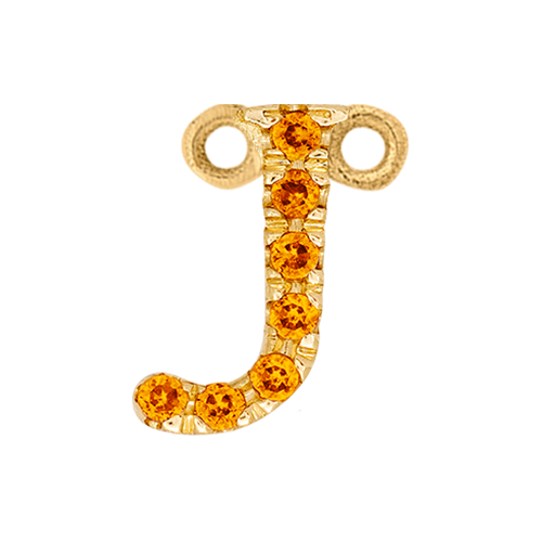 Orange Sapphire + 14k Yellow Gold Letter Charm