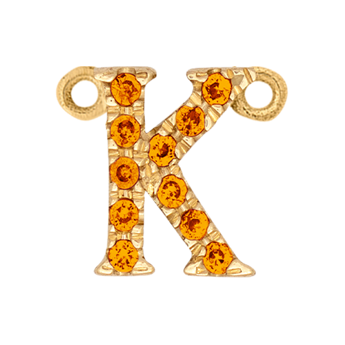 Orange Sapphire + 14k Yellow Gold Letter Charm
