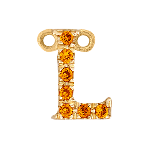 Orange Sapphire + 14k Yellow Gold Letter Charm