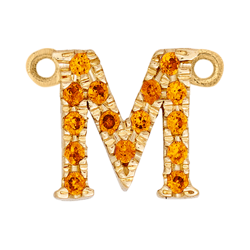 Orange Sapphire + 14k Yellow Gold Letter Charm