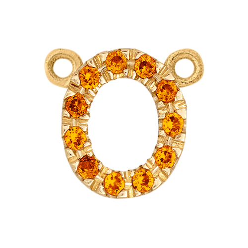 Orange Sapphire + 14k Yellow Gold Letter Charm