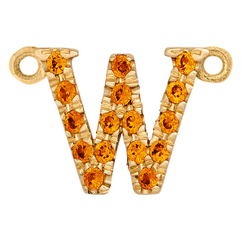 Orange Sapphire + 14k Yellow Gold Letter Charm