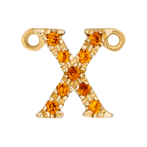 Orange Sapphire + 14k Yellow Gold Letter Charm