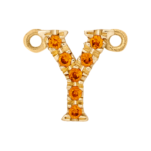 Orange Sapphire + 14k Yellow Gold Letter Charm