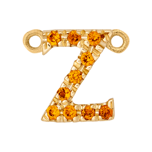Orange Sapphire + 14k Yellow Gold Letter Charm
